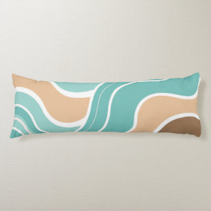 Colourful abstract wavy blue orange brown body cushion