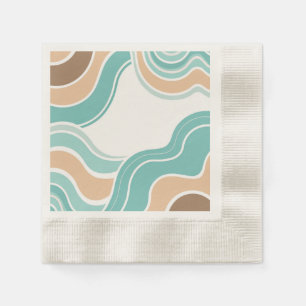 Colourful abstract wavy blue orange brown napkin