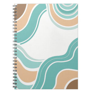 Colourful abstract wavy blue orange brown notebook