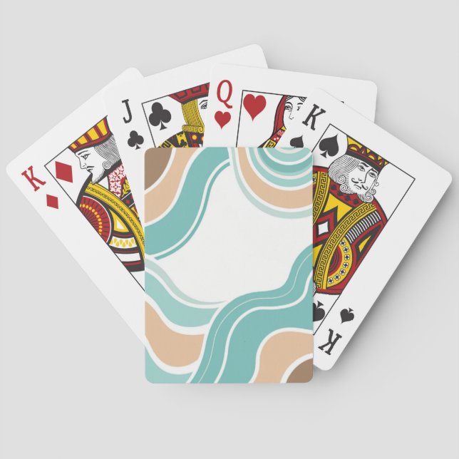 Colourful abstract wavy blue orange brown playing cards (Back)
