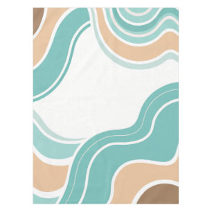 Colourful abstract wavy blue orange brown tablecloth