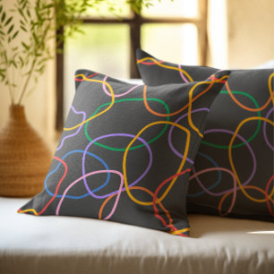 Colourful Abstract Wavy Lines Pattern Cushion