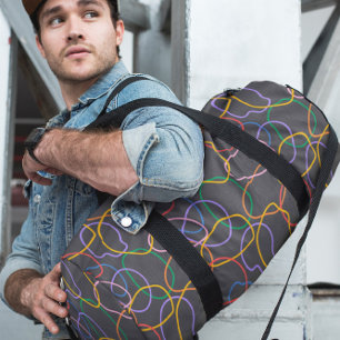 Colourful Abstract Wavy lines Pattern Monogram Duffle Bag