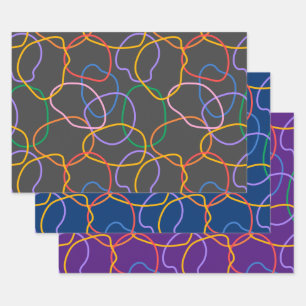 Colourful Abstract Wavy Lines Pattern Wrapping Paper Sheet
