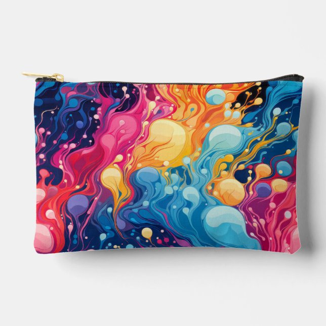 Colourful Abstract Wavy Pattern Accessory Pouch (Front)