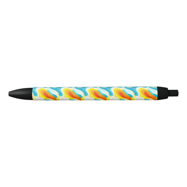 Colourful Abstract Wavy Pattern Black Ink Pen (Front)
