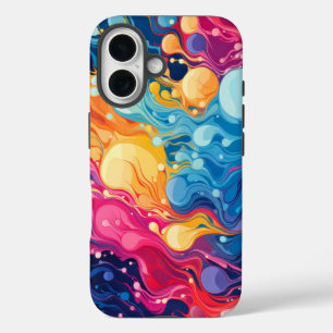 Colourful Abstract Wavy Pattern iPhone 16 Case