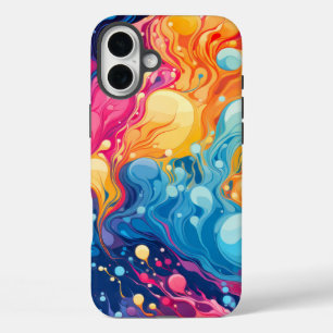 Colourful Abstract Wavy Pattern iPhone 16 Plus Case