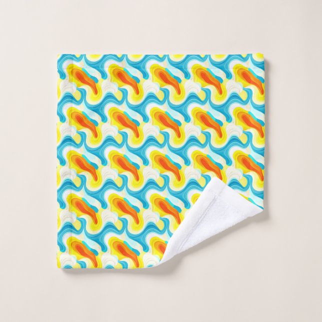 Colourful Abstract Wavy Pattern Wash Cloth (Wash Cloth)