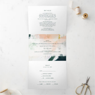 Colourful Abstract Wedding All In One Tri-fold Invitation