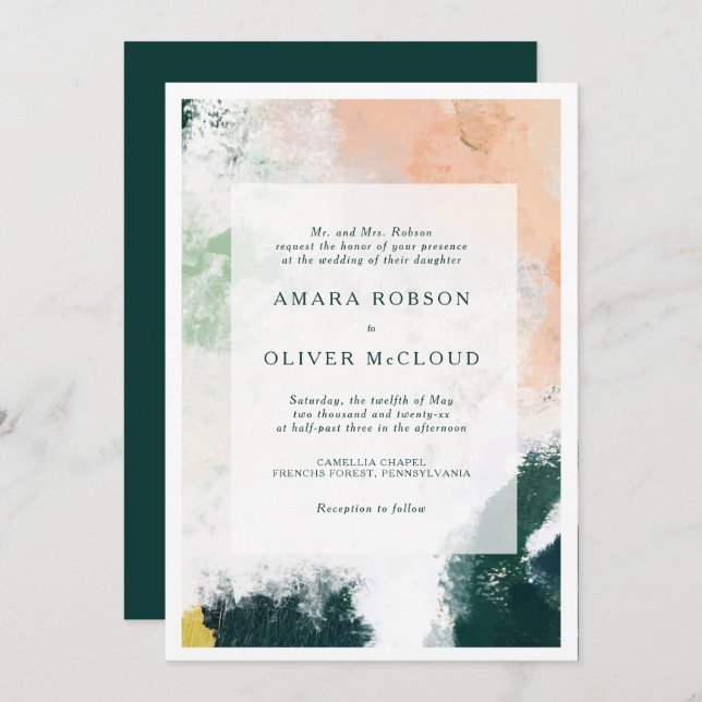 Colourful Abstract Wedding Invitation (Front/Back)