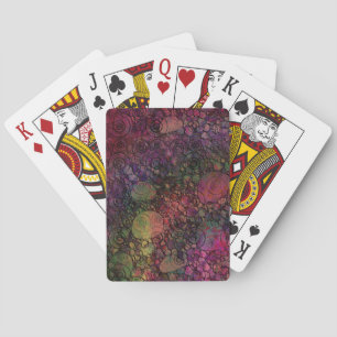 Colourful Abstract with Black & Grungy Circles Playing Cards