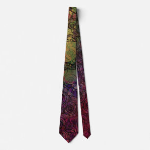 Colourful Abstract with Black & Grungy Circles Tie