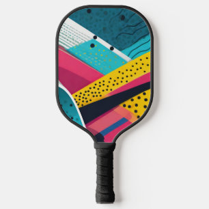 Colourful abstract with dots pickleball paddle