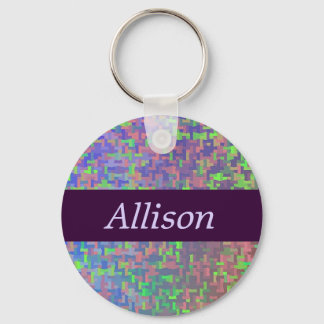 Colourful Abstract With Your Name Key Ring