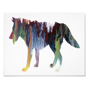 Colourful abstract Wolf silhouette Photo Print