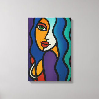 Colourful Abstract Woman Pop Art Canvas Print