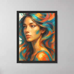 Colourful Abstract Woman Portrait Canvas Print