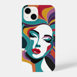 Colourful Abstract Woman with Flowing Hair Art iPhone 14 Case