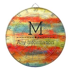 Colourful Abstract Wood Grain Texture Monogram Dartboard