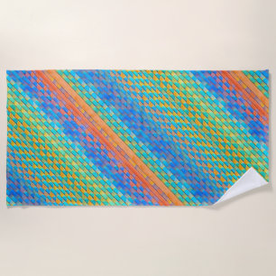 Colourful Abstract Woven Digital Pattern Beach Towel