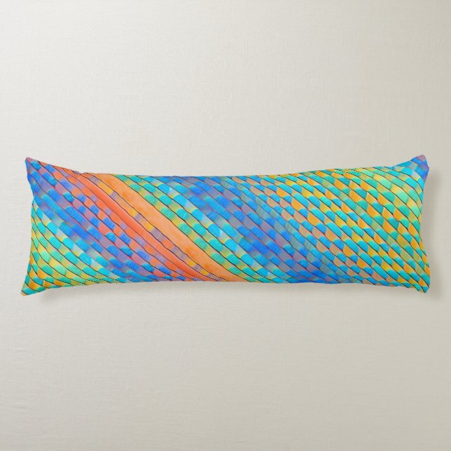Colourful Abstract Woven Digital Pattern Body Cushion (Front)