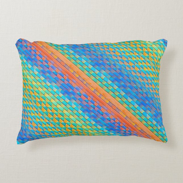 Colourful Abstract Woven Digital Pattern Decorative Cushion (Front)
