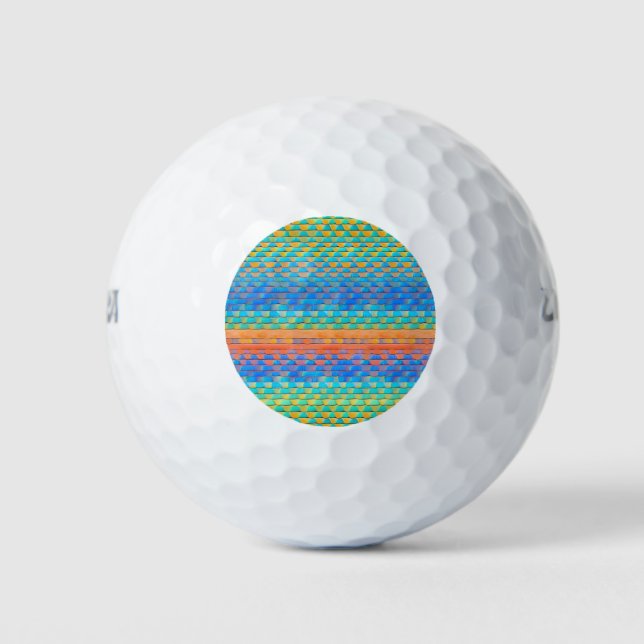 Colourful Abstract Woven Digital Pattern Golf Balls (Front)