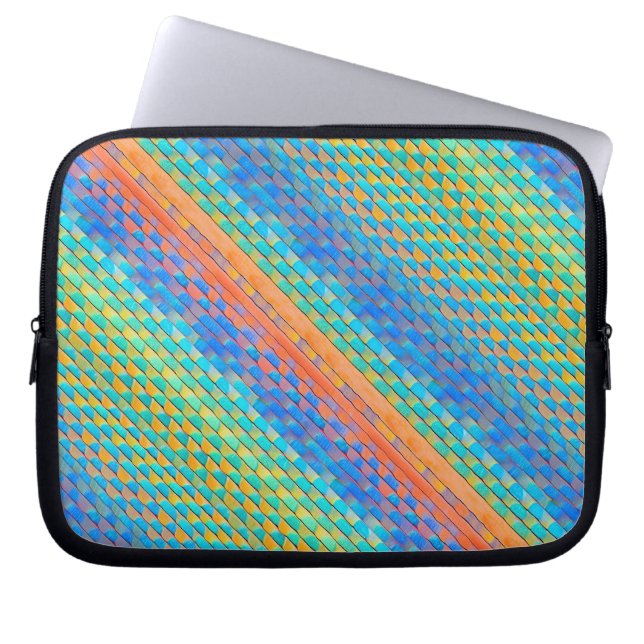 Colourful Abstract Woven Digital Pattern Laptop Sleeve (Front)
