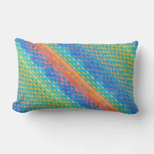 Colourful Abstract Woven Digital Pattern Lumbar Cushion