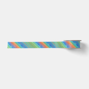 Colourful Abstract Woven Digital Pattern Satin Ribbon