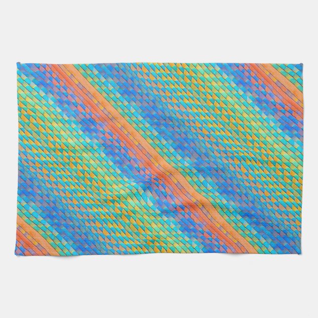 Colourful Abstract Woven Digital Pattern Tea Towel (Horizontal)