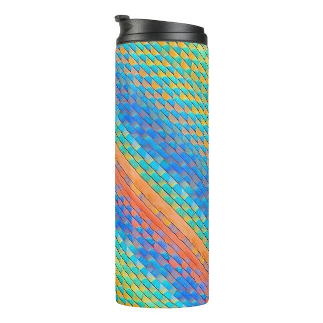 Colourful Abstract Woven Digital Pattern Thermal Tumbler (Rotated Right)
