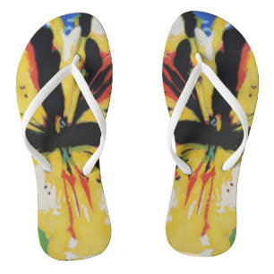 colourful abstract yellow flower contempory jandals