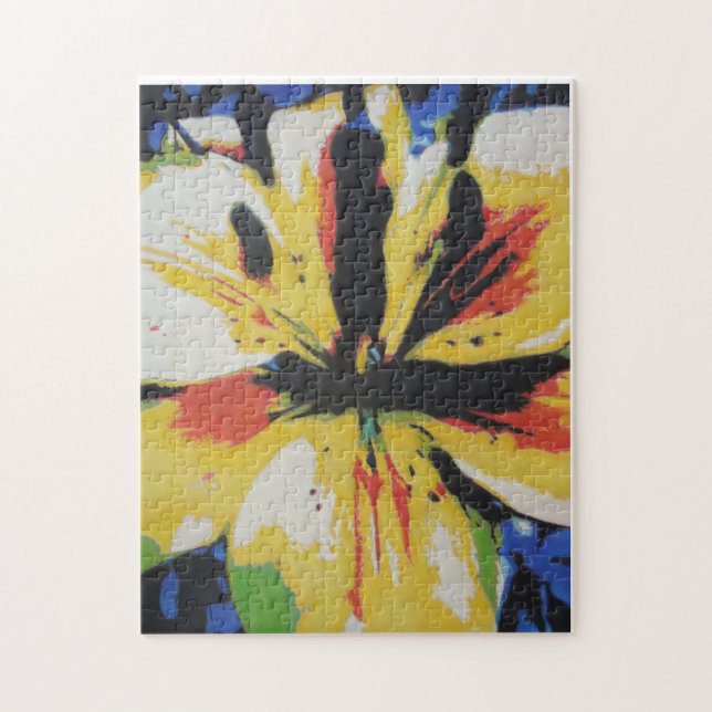 colourful abstract yellow lily flowers jigsaw puzzle (Vertical)