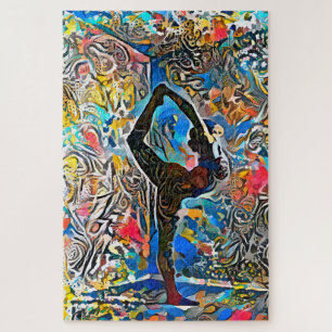 Colourful Abstract Yoga Pose   Challenging Hard Jigsaw Puzzle