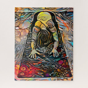 Colourful Abstract Yoga Pose   Challenging Hard Jigsaw Puzzle