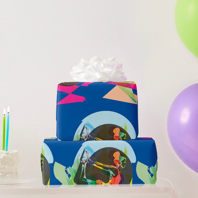 Colourful Abstract Yoga Pose Fitness and Wellness Wrapping Paper (Creator Uploaded)