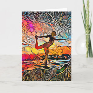 Colourful Abstract Yoga Pose Holiday Card