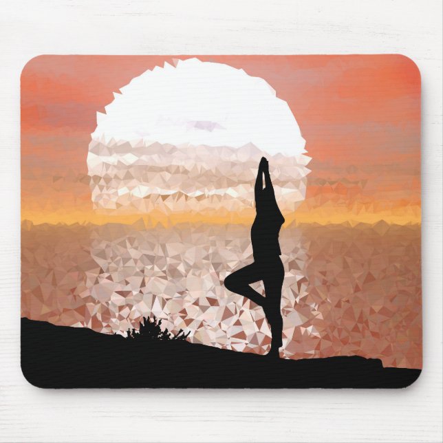 Colourful Abstract Yoga Pose with Bright Sun Mouse Pad (Front)