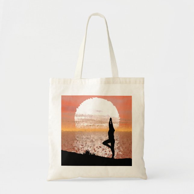 Colourful Abstract Yoga Pose with Bright Sun Tote Bag (Front)