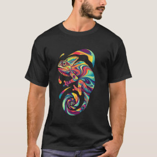 Colourful Abstracted Chameleon Eye-catching Art T-Shirt