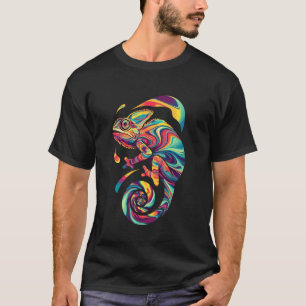 Colourful Abstracted Chameleon Eye-catching Art T-Shirt