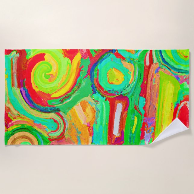 Colourful Abstraction Pattern Beach Towel (Front)