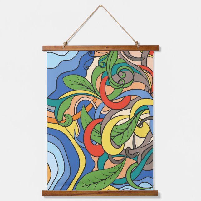  colourful abtract floral beach vector illustratio hanging tapestry (Front)