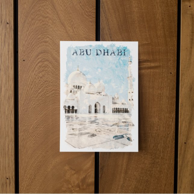 Colourful Abu Dhabi UAE Monument  Postcard (abu dhabi mosque temple postcard)