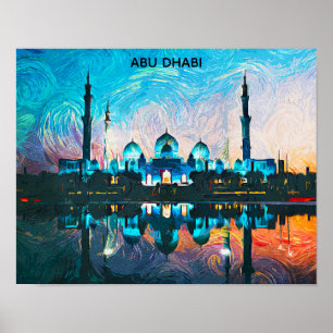 Colourful Abu Dhabi UAE Oil Paint Poster