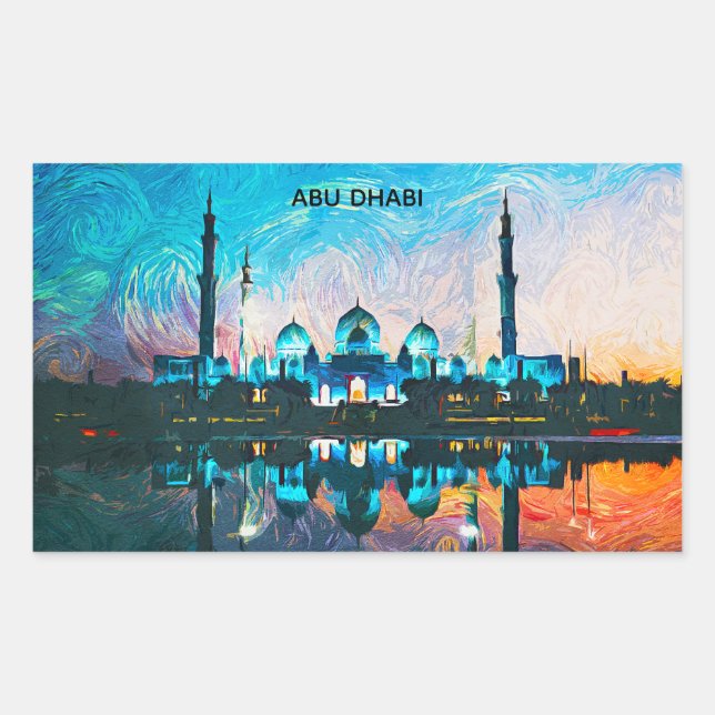 Colourful Abu Dhabi UAE Oil Paint Rectangular Sticker (Front)