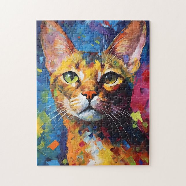 Colourful Abyssinian cat Jigsaw Puzzle (Vertical)