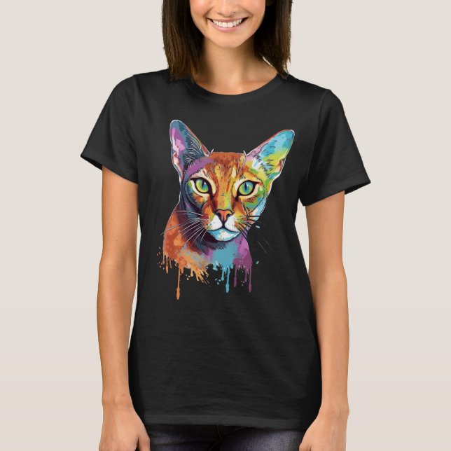 Colourful Abyssinian cat T-Shirt (Front)